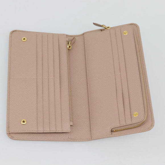 PRADA Long Wallet Safifano leather Pink Gold Tone Auth 192748M