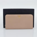 PRADA Long Wallet Safifano leather Pink Gold Tone Auth 192748M-12