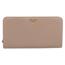 PRADA Long Wallet Safifano leather Pink Gold Tone Auth 192748M-13