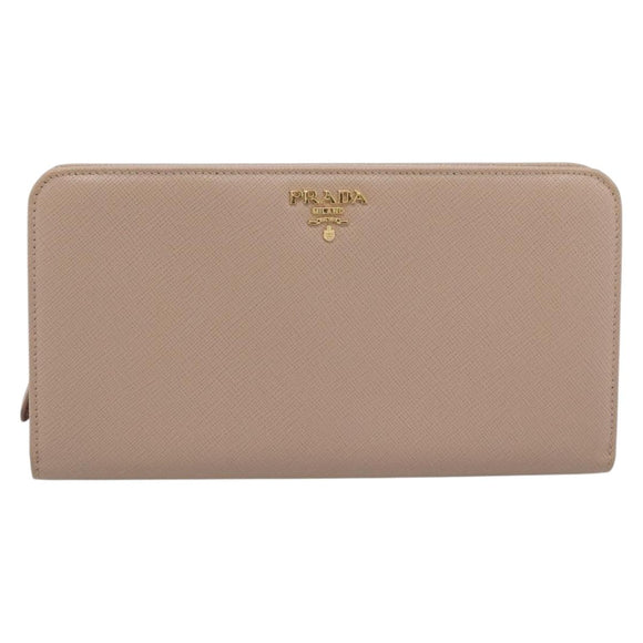PRADA Long Wallet Safifano leather Pink Gold Tone Auth 192748M