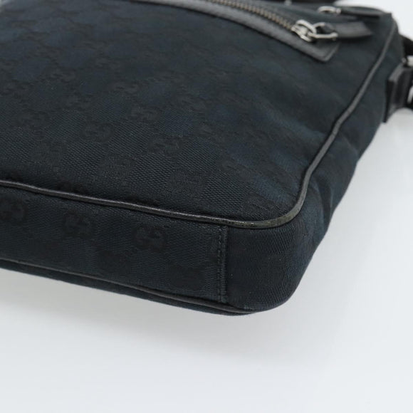 GUCCI GG Canvas Shoulder Bag Black Silver 92551 Auth 192749