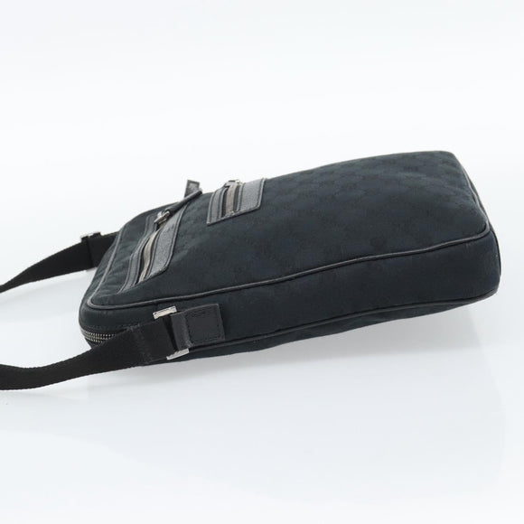GUCCI GG Canvas Shoulder Bag Black Silver 92551 Auth 192749