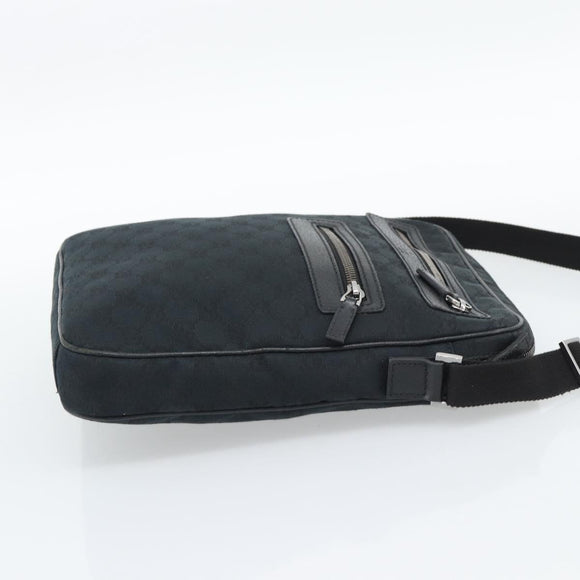 GUCCI GG Canvas Shoulder Bag Black Silver 92551 Auth 192749