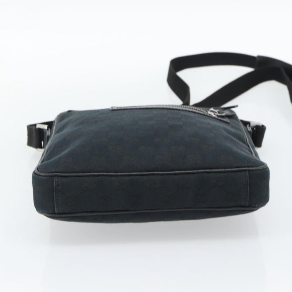 GUCCI GG Canvas Shoulder Bag Black Silver 92551 Auth 192749