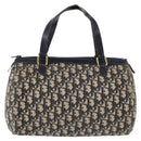 Christian Dior Trotter Canvas Hand Bag Navy Gold Tone Auth 192750-13