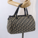 Christian Dior Trotter Canvas Hand Bag Navy Gold Tone Auth 192750-20