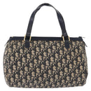 Christian Dior Trotter Canvas Hand Bag Navy Gold Tone Auth 192750-2