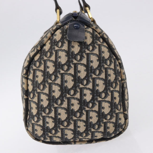 Christian Dior Trotter Canvas Hand Bag Navy Gold Tone Auth 192750