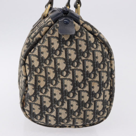 Christian Dior Trotter Canvas Hand Bag Navy Gold Tone Auth 192750