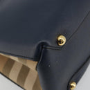 BURBERRY Hand Bag Leather Navy Beige Auth 192751A-11