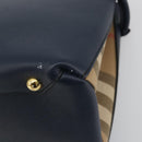 BURBERRY Hand Bag Leather Navy Beige Auth 192751A-12