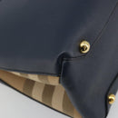BURBERRY Hand Bag Leather Navy Beige Auth 192751A-13