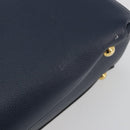 BURBERRY Hand Bag Leather Navy Beige Auth 192751A-14