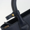 BURBERRY Hand Bag Leather Navy Beige Auth 192751A-16