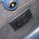 BURBERRY Hand Bag Leather Navy Beige Auth 192751A-17