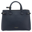 BURBERRY Hand Bag Leather Navy Beige Auth 192751A-2