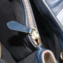 BURBERRY Hand Bag Leather Navy Beige Auth 192751A-23