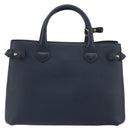 BURBERRY Hand Bag Leather Navy Beige Auth 192751A-3