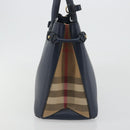 BURBERRY Hand Bag Leather Navy Beige Auth 192751A-4