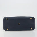 BURBERRY Hand Bag Leather Navy Beige Auth 192751A-9
