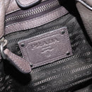 PRADA Shoulder Bag Leather Gray Silver Auth 192752A-19