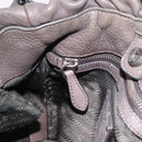 PRADA Shoulder Bag Leather Gray Silver Auth 192752A-22