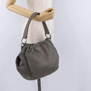 PRADA Shoulder Bag Leather Gray Silver Auth 192752A-24