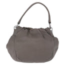 PRADA Shoulder Bag Leather Gray Silver Auth 192752A-2