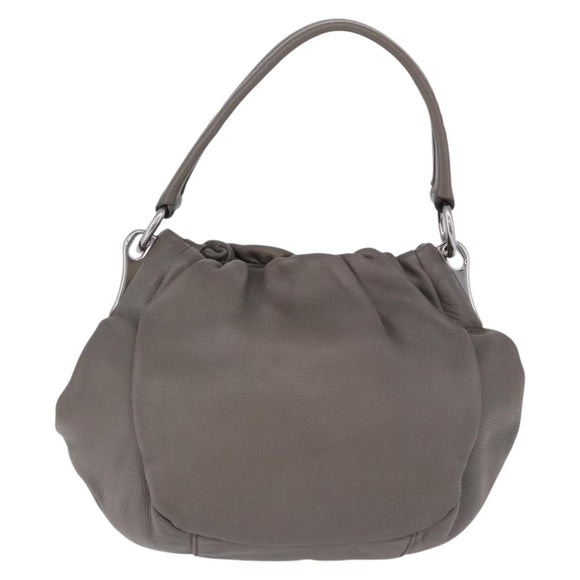 PRADA Shoulder Bag Leather Gray Silver Auth 192752A