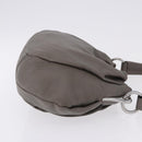 PRADA Shoulder Bag Leather Gray Silver Auth 192752A-3