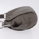 PRADA Shoulder Bag Leather Gray Silver Auth 192752A-4