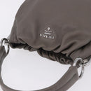 PRADA Shoulder Bag Leather Gray Silver Auth 192752A-6