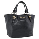 Miu Miu Hand Bag Leather Black Gold Tone Auth 192754-1
