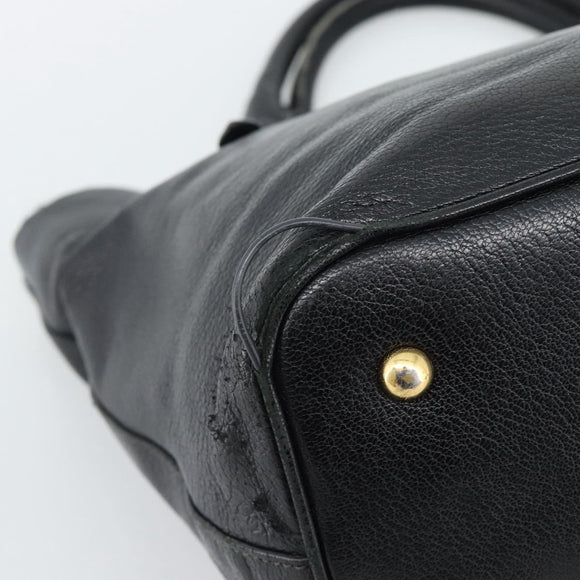 Miu Miu Hand Bag Leather Black Gold Tone Auth 192754