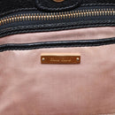 Miu Miu Hand Bag Leather Black Gold Tone Auth 192754-17