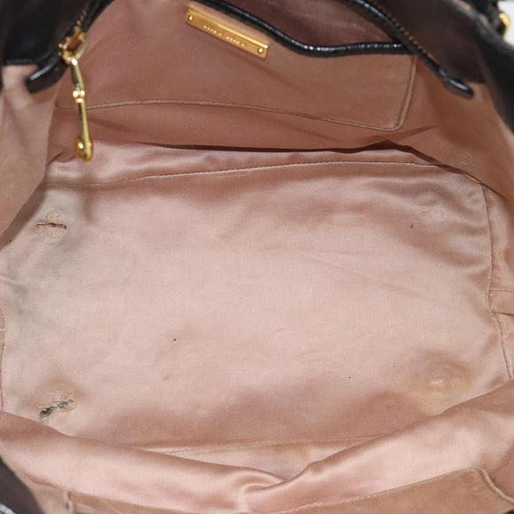 Miu Miu Hand Bag Leather Black Gold Tone Auth 192754