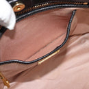 Miu Miu Hand Bag Leather Black Gold Tone Auth 192754-22