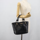 Miu Miu Hand Bag Leather Black Gold Tone Auth 192754-26