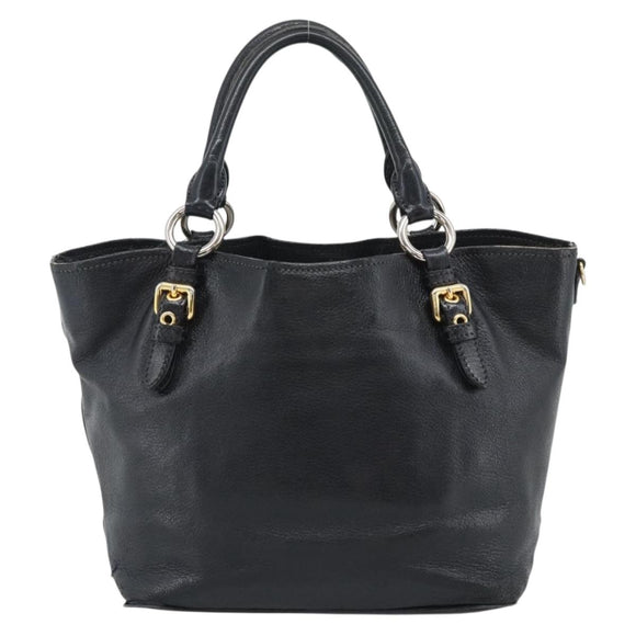 Miu Miu Hand Bag Leather Black Gold Tone Auth 192754