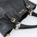 Miu Miu Hand Bag Leather Black Gold Tone Auth 192754-6