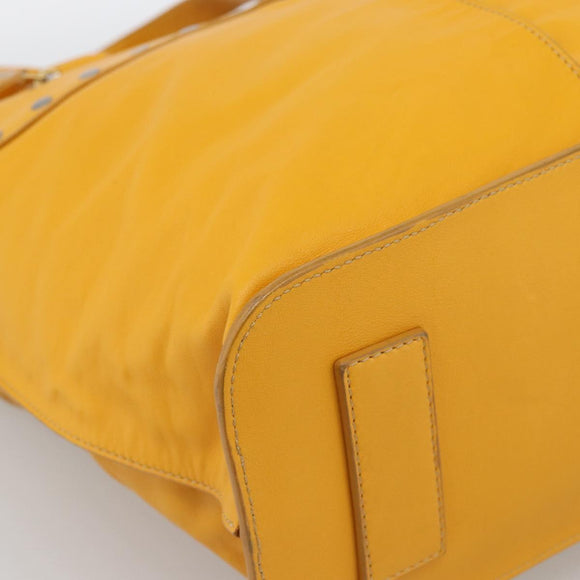 CELINE Hand Bag Leather Yellow Silver Auth 192757A