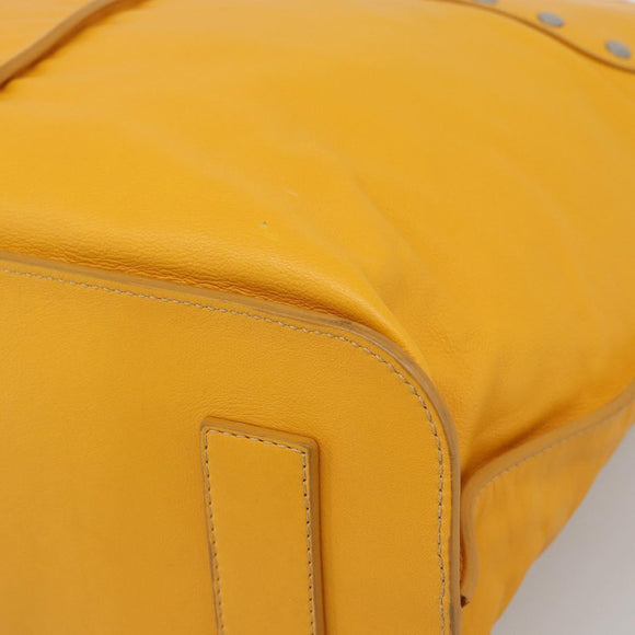 CELINE Hand Bag Leather Yellow Silver Auth 192757A