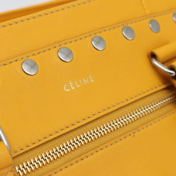 CELINE Hand Bag Leather Yellow Silver Auth 192757A