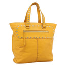 CELINE Hand Bag Leather Yellow Silver Auth 192757A-1