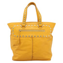 CELINE Hand Bag Leather Yellow Silver Auth 192757A-13