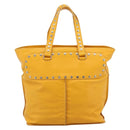 CELINE Hand Bag Leather Yellow Silver Auth 192757A-2