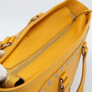 CELINE Hand Bag Leather Yellow Silver Auth 192757A-6
