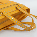 CELINE Hand Bag Leather Yellow Silver Auth 192757A-7