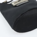 FENDI Mamma Baguette Hand Bag Cotton Black Silver Auth 192758A-14