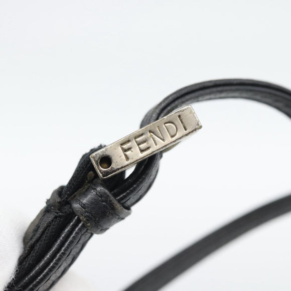 FENDI Mamma Baguette Hand Bag Cotton Black Silver Auth 192758A